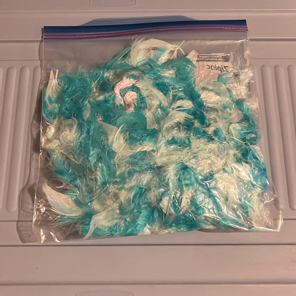 $4 Add-On Feather Boa Blue White Shiny Party Wear Fancy Costume Never Used